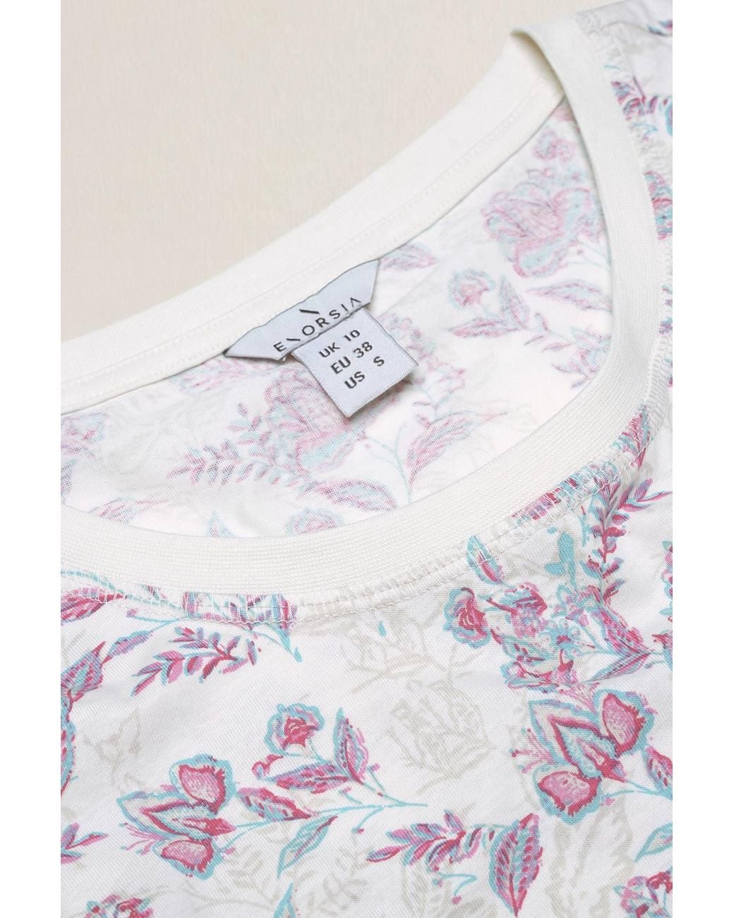 Enorsia White Crayon Leaf Combed Cotton Relax Fit T-Shirt