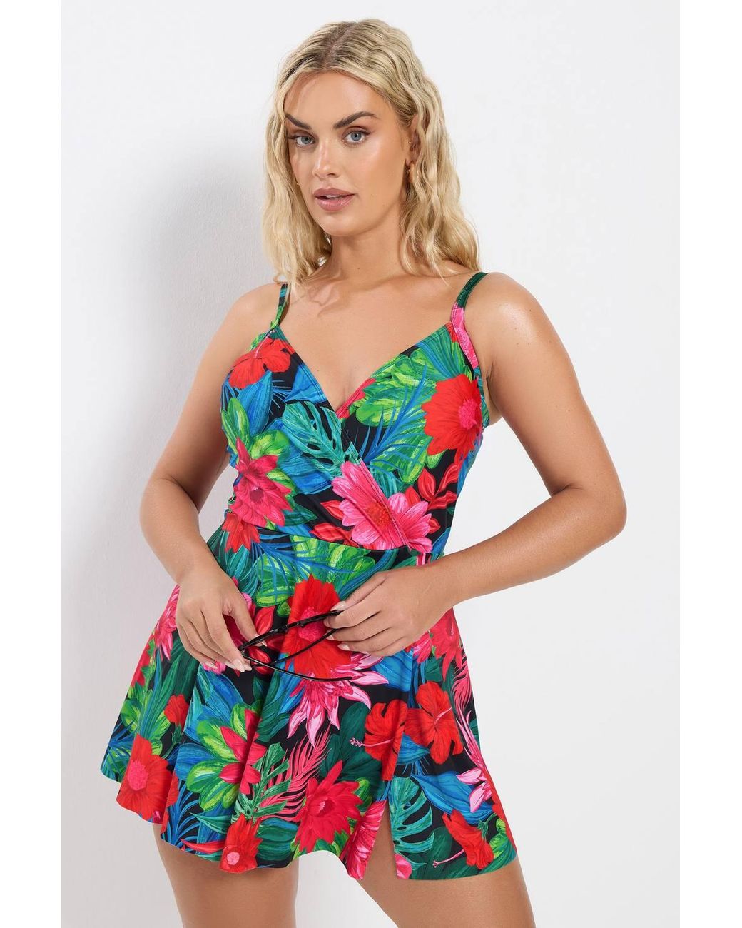 Yours Multicolor Tropical Print Swimdress