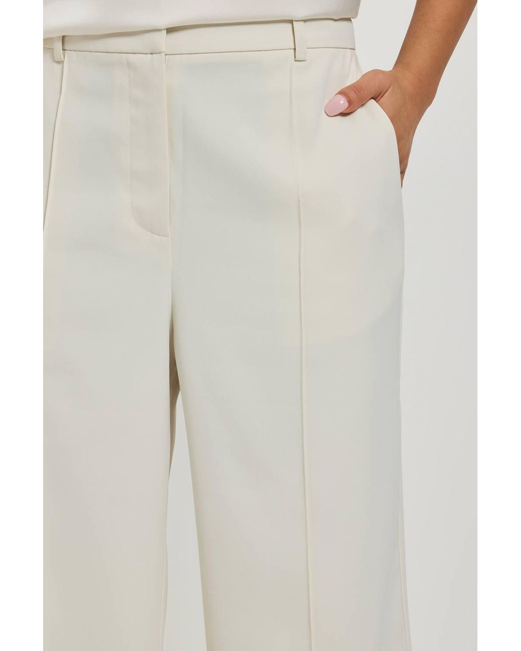 Wallis Natural Petite High Waisted Pintuck Trouser