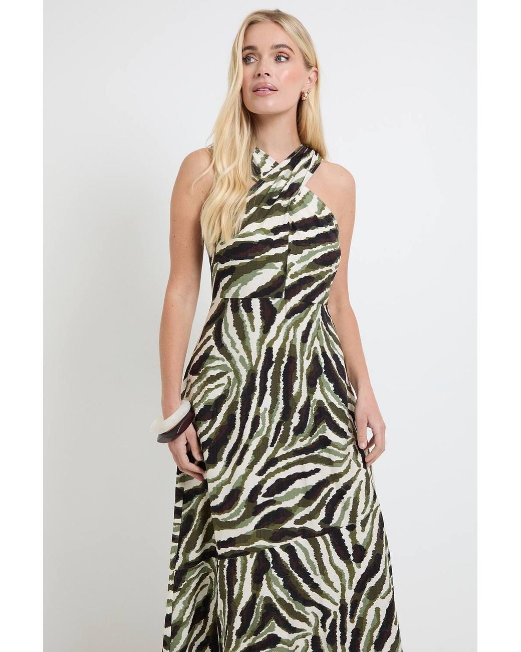 Wallis White Petite Abstract Twist Neck Maxi Dress
