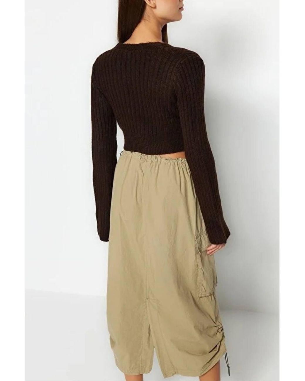 WOVCOR Black Crop Soft Textured Double Breasted Knit Sweater