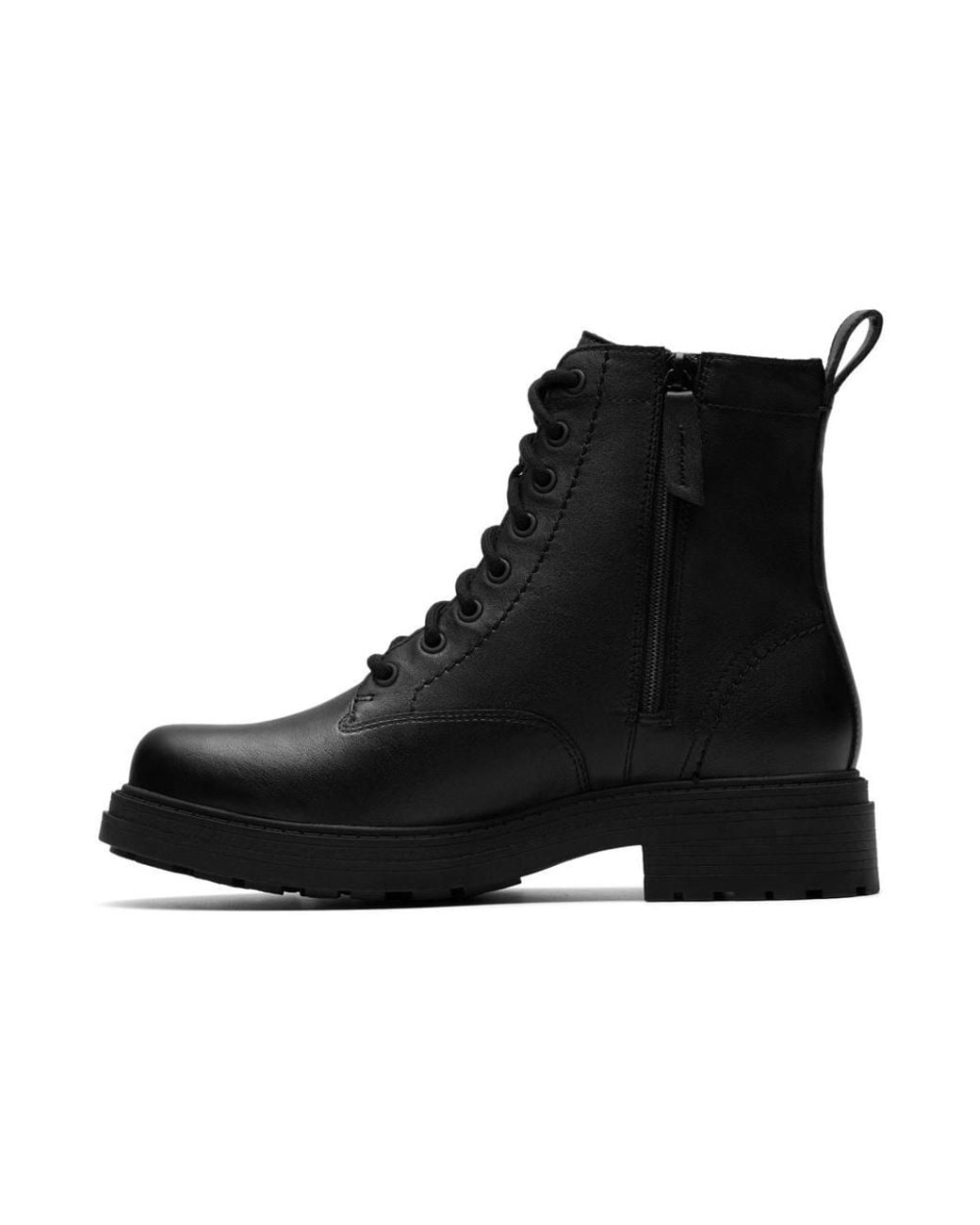 Clarks Black Orinoco 3 Style Leather Ankle Boots, Lace Up