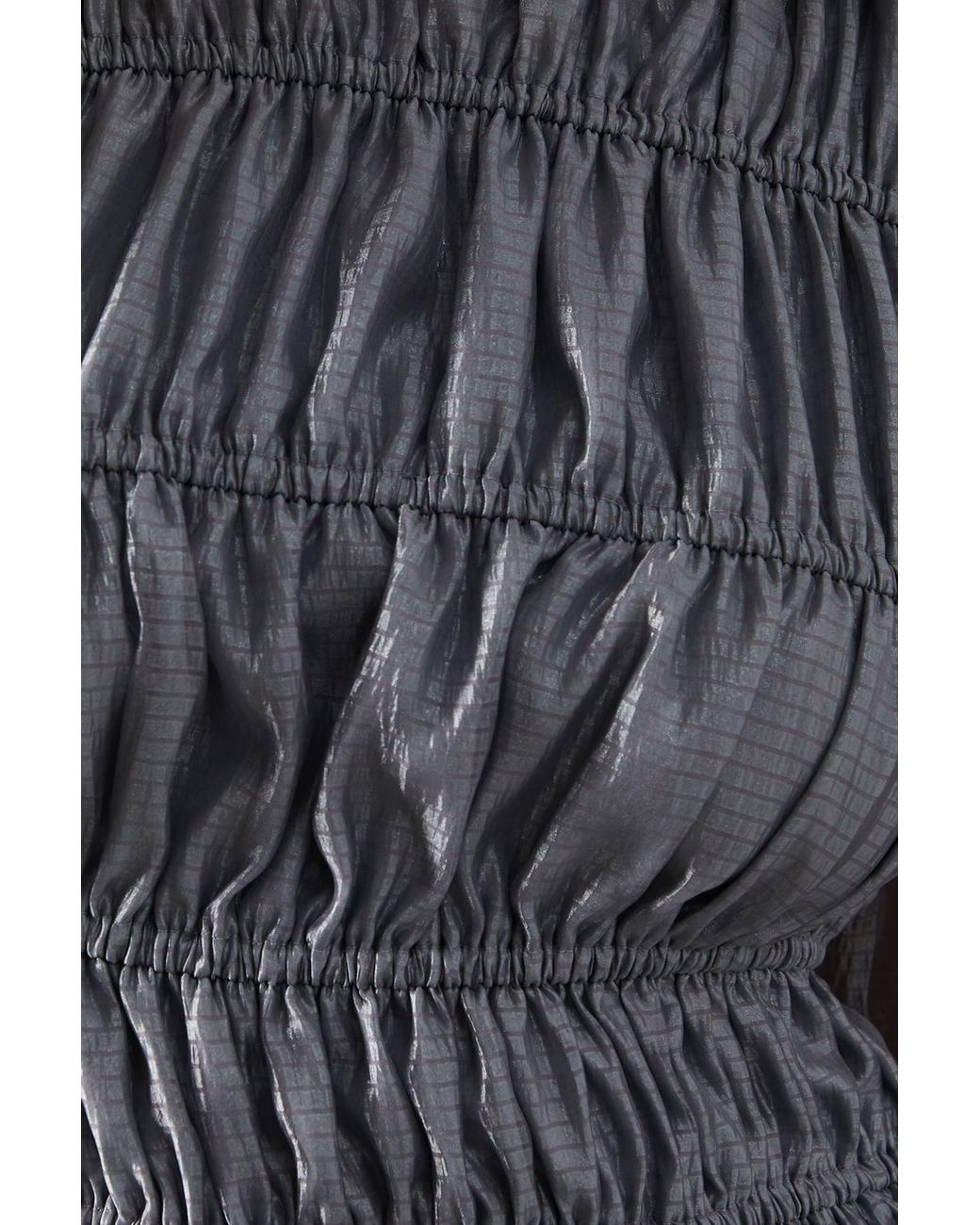 Warehouse Gray Shirred Chiffon Panel Bodice Midi Dress