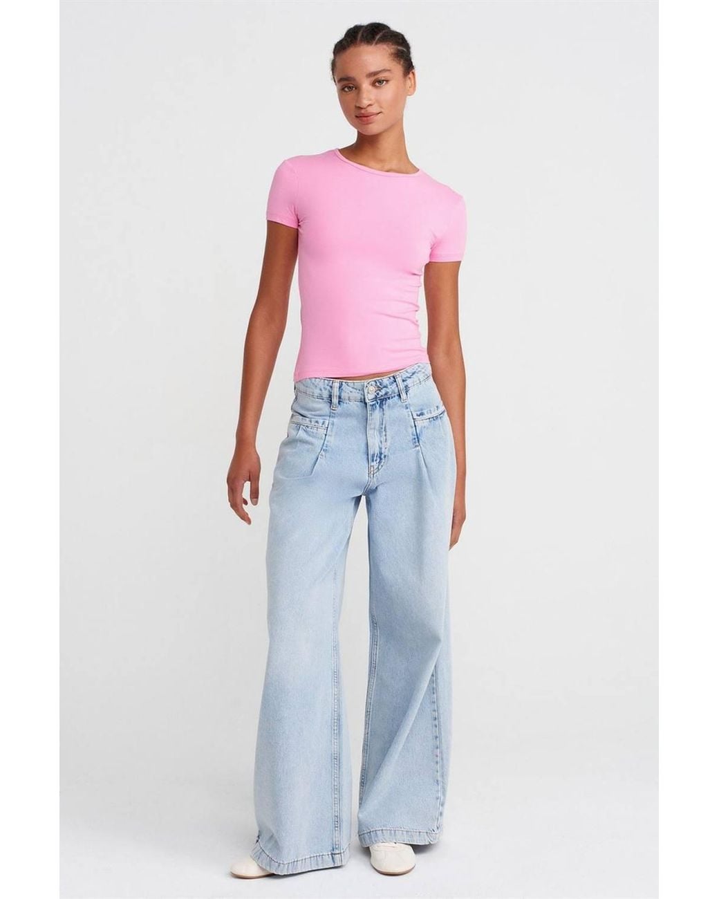 Dilvin Red Crop Slim-Fit Crew Neck T-Shirt