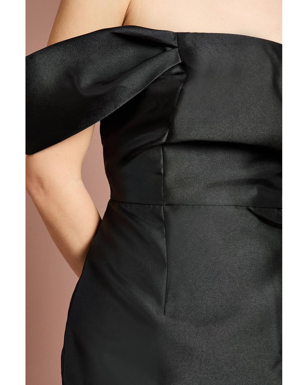 Coast Black Honoured Twill Bardot Column Midi Bridesmaid Dress
