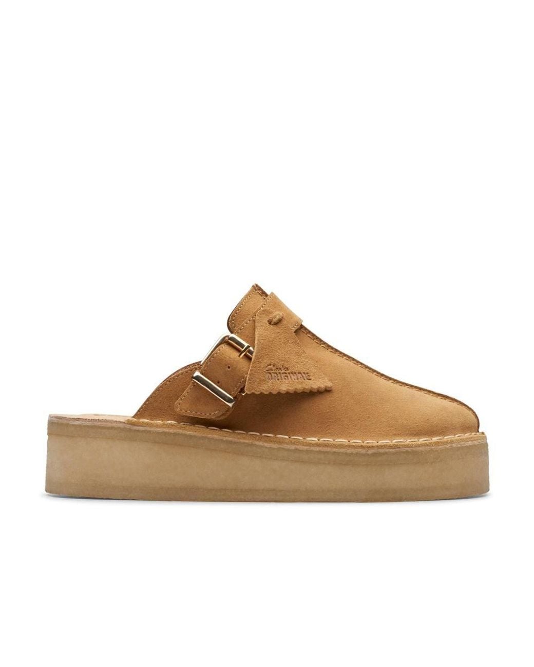 Clarks Brown Trek Wedge Mule Mid Tan Suede Mules
