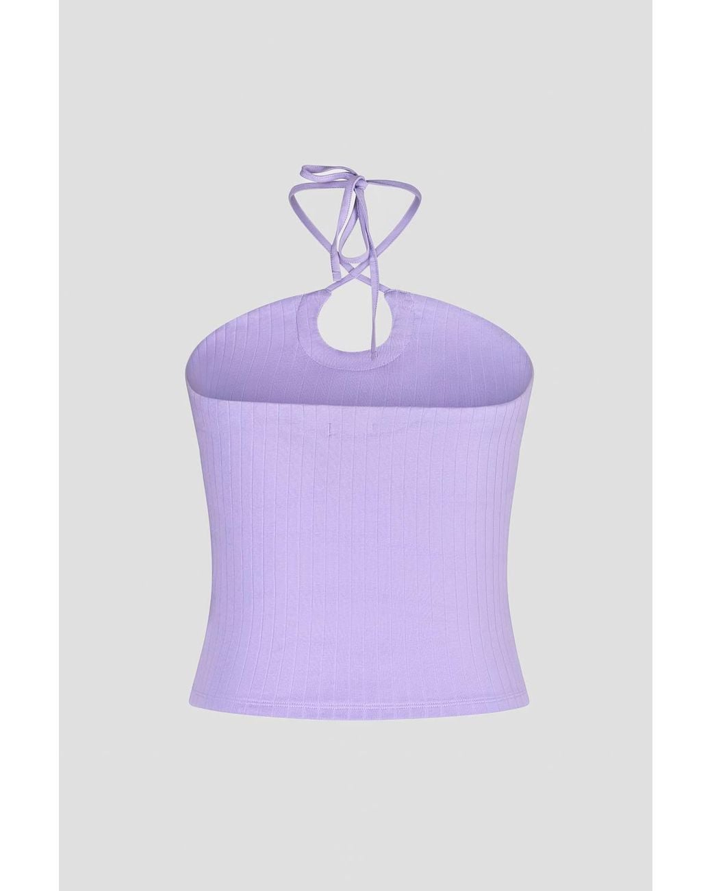 Enorsia Purple Halter Neck Ribbed Cami Vest Top