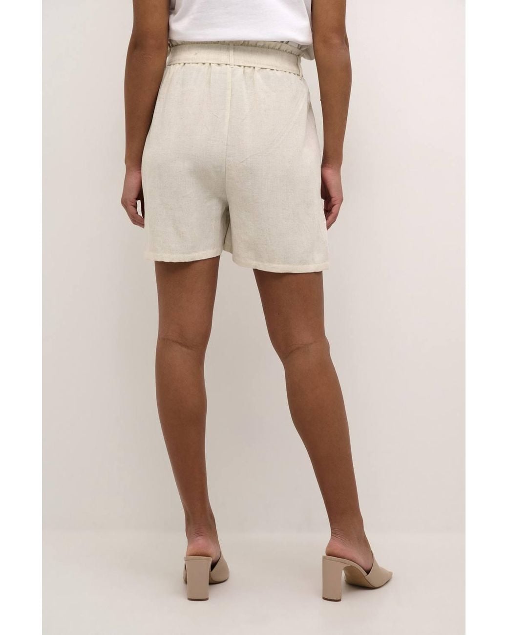 Kaffe Natural Karoline High Waisted Belt Shorts