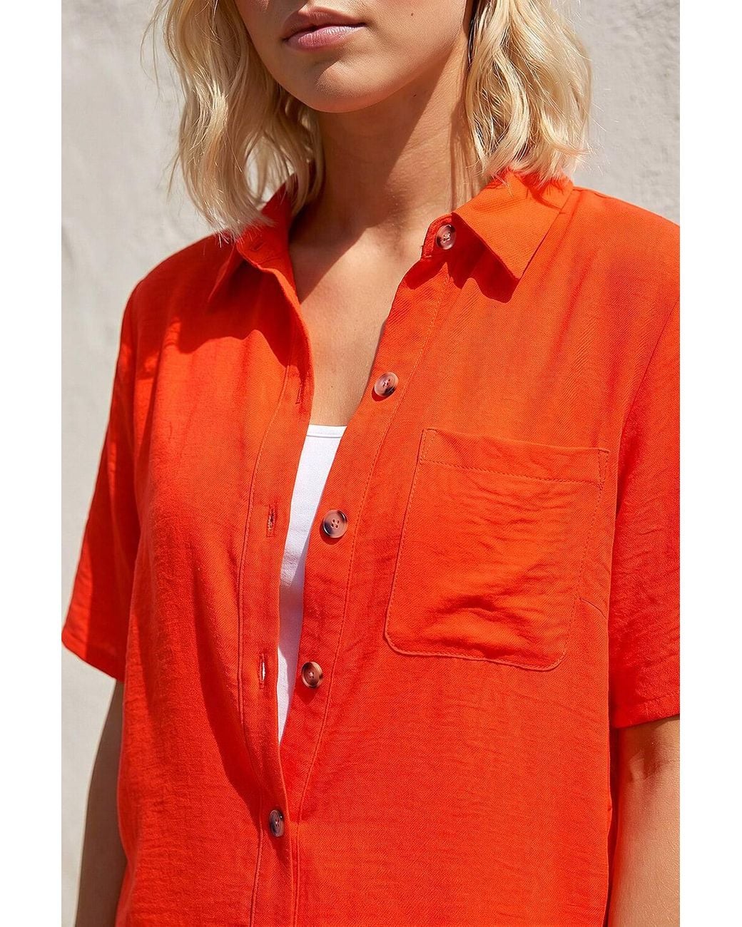 Roman Red Petite Button Up Pocket Shirt