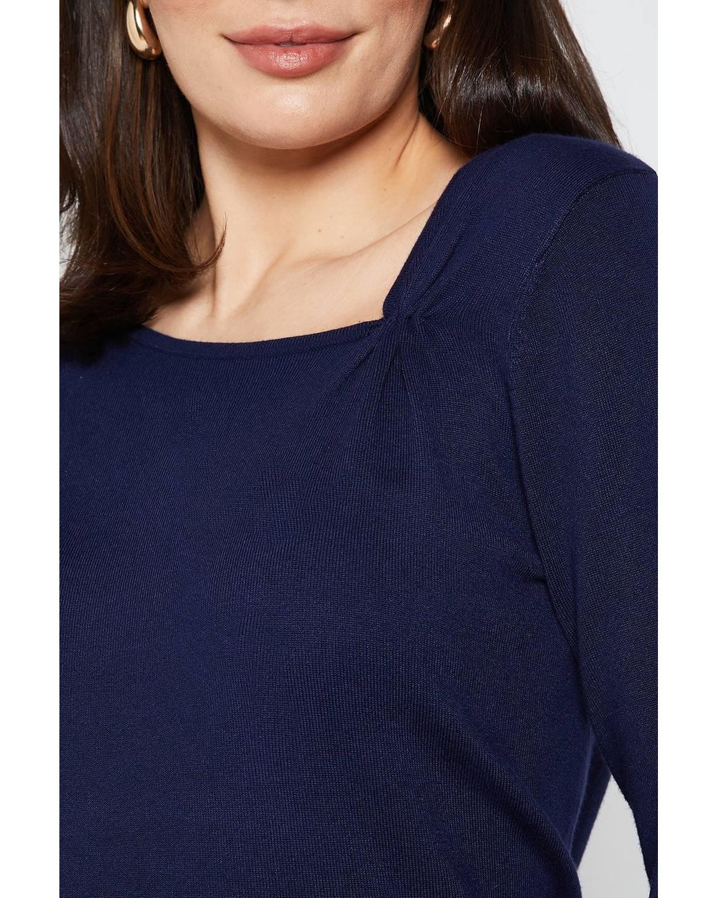 Wallis Blue Asymetric Gathered Knitted Jumper