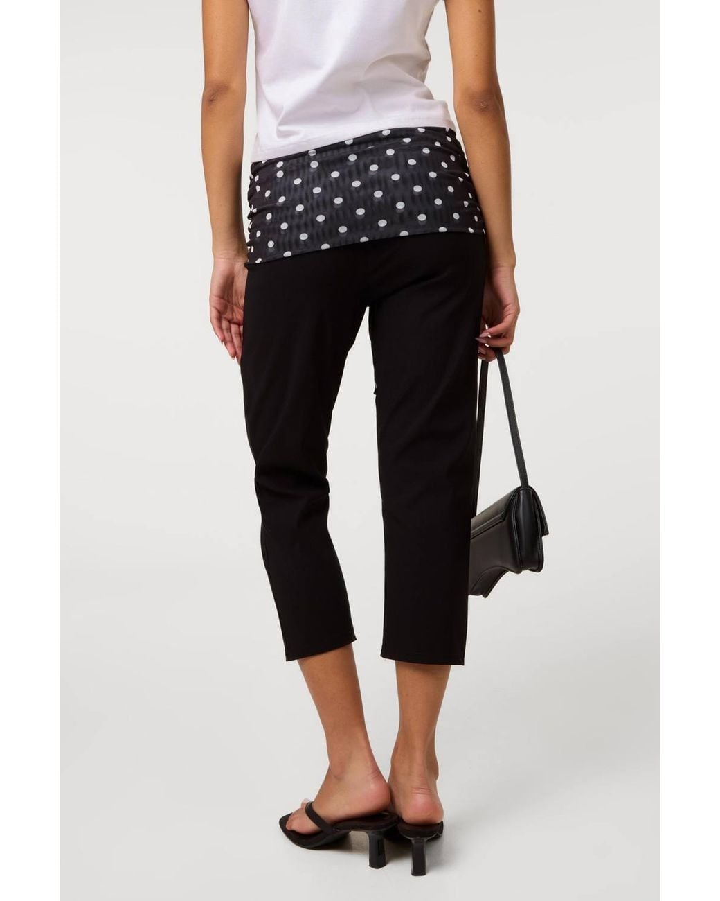 Pink Vanilla Black Mesh Polka Dot Tie Capri Pants