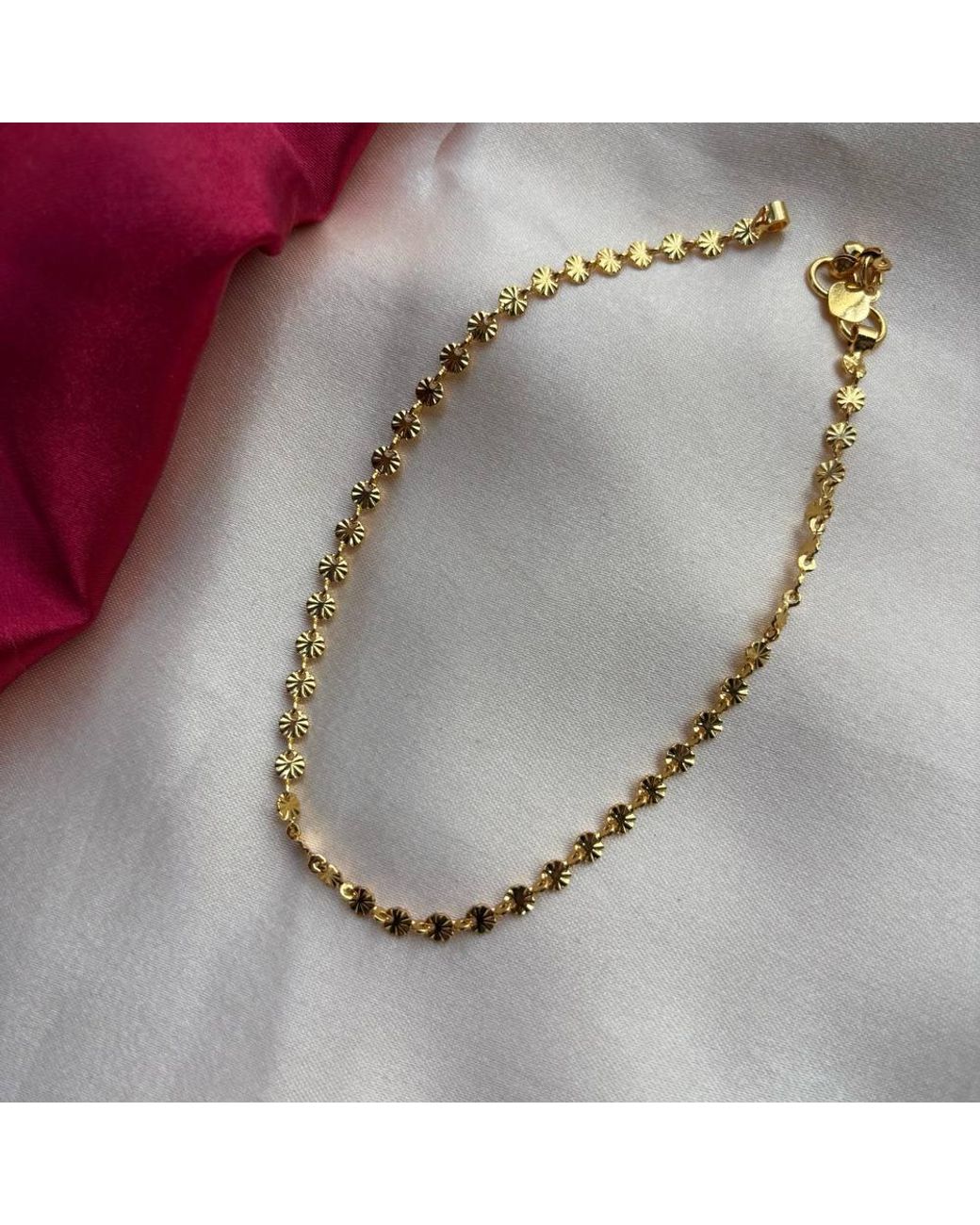 The Colourful Aura Metallic Golden Brass Floral Minimalist Boho Thin Slim Foot Payal Anklet