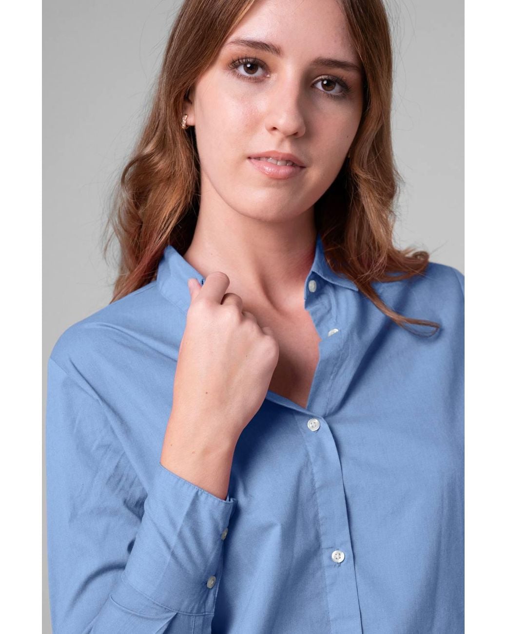 Enorsia Blue Long Sleeve Work Shirt