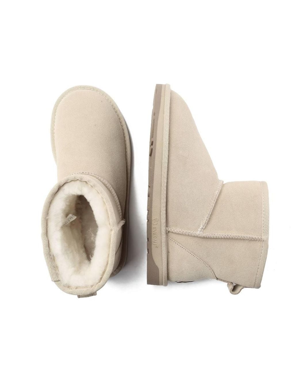 EverAu Australia Natural Real Sheepskin Mini Classic Boots W/ Tpr Sole