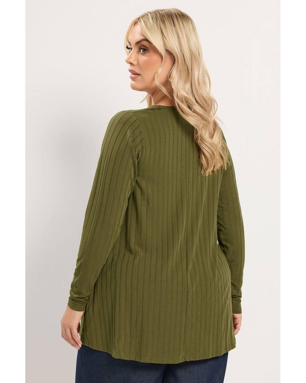 Yours Green Plunge Neck Ribbed T-Shirt