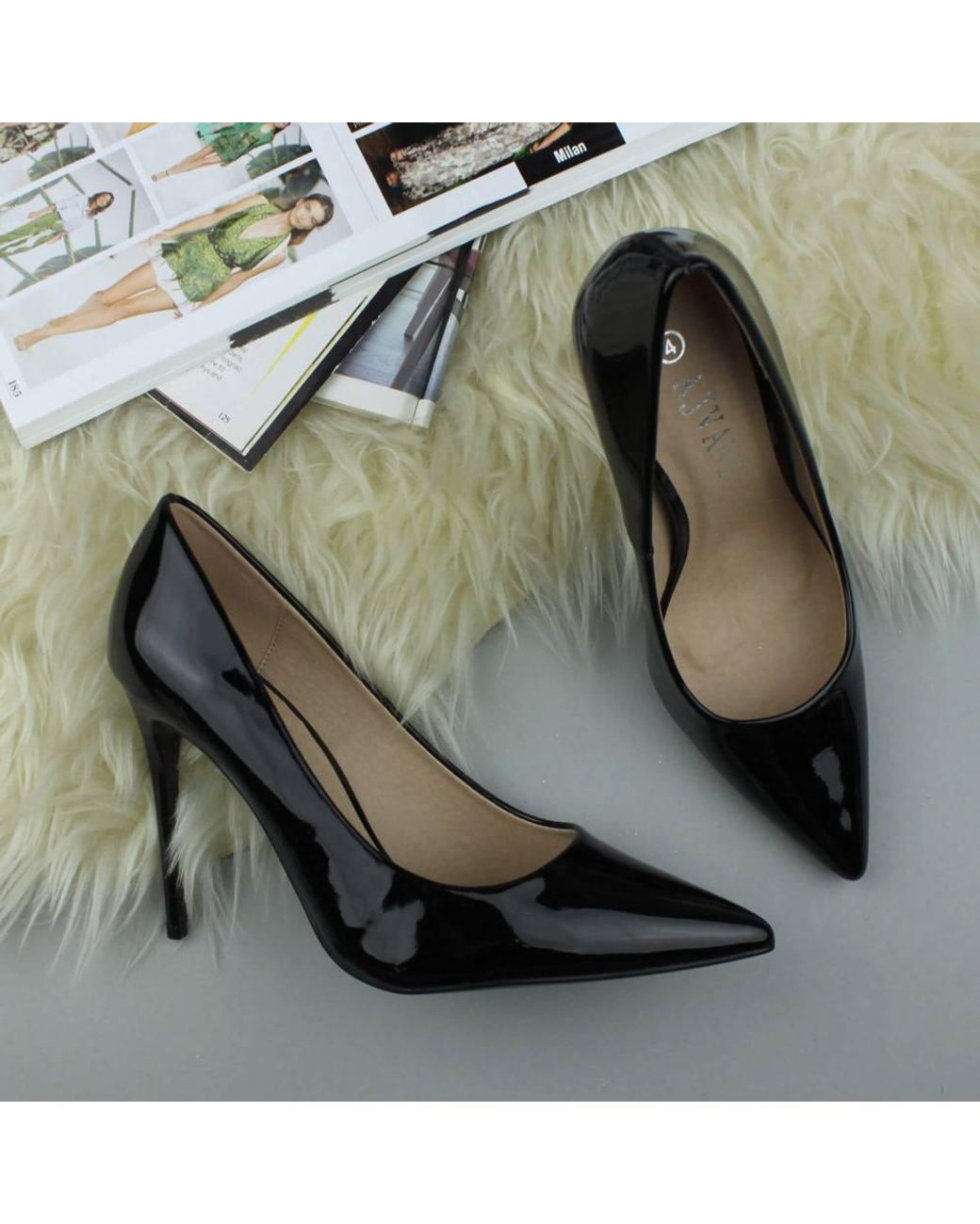 AJVANI Black High Heel Stiletto Pointed Toe Court Shoes