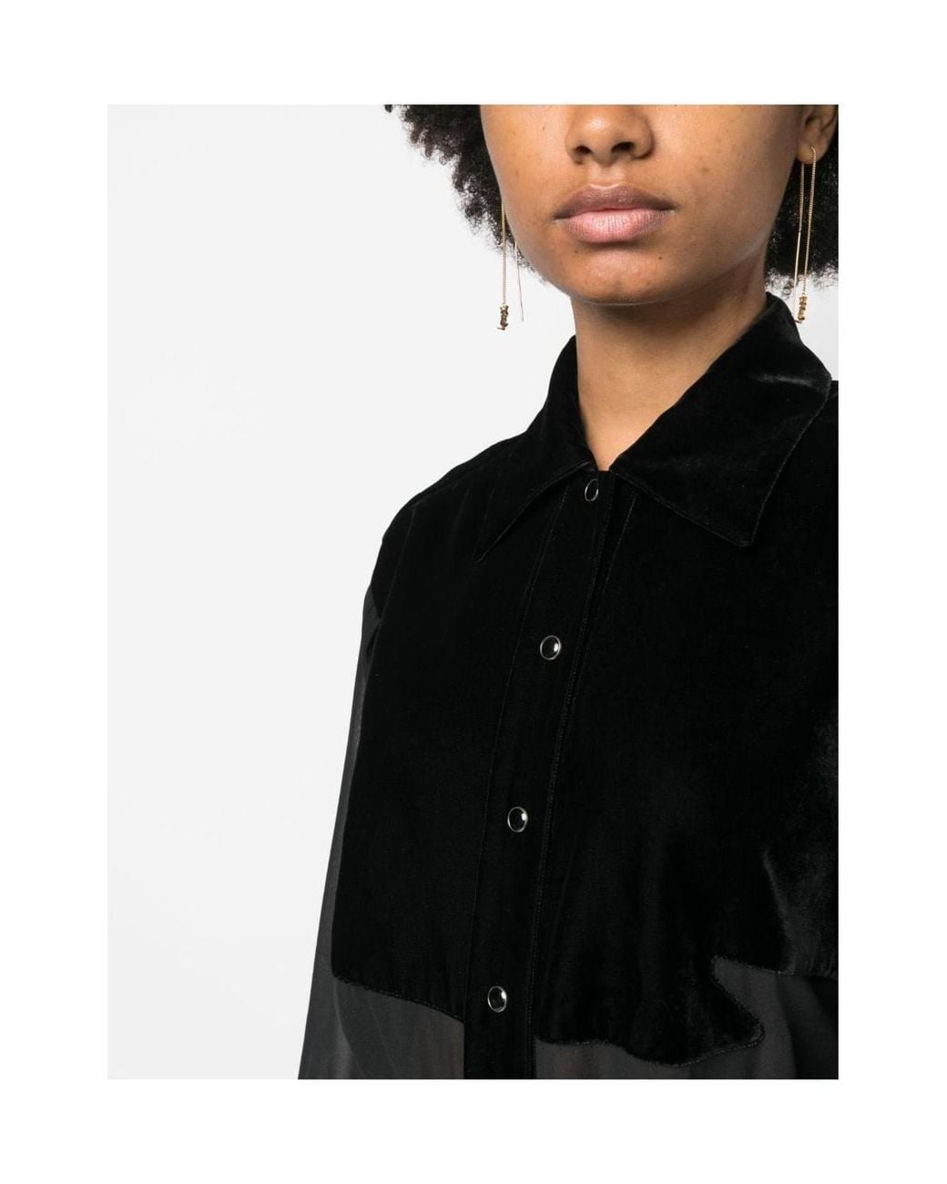 Tom Ford Black Velvet & Chiffon Button-Up Shirt