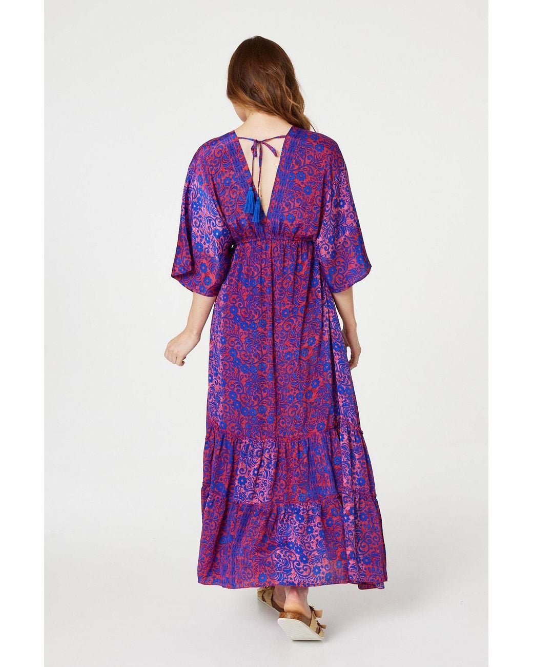 Izabel London Purple Floral Side Split Maxi Dress