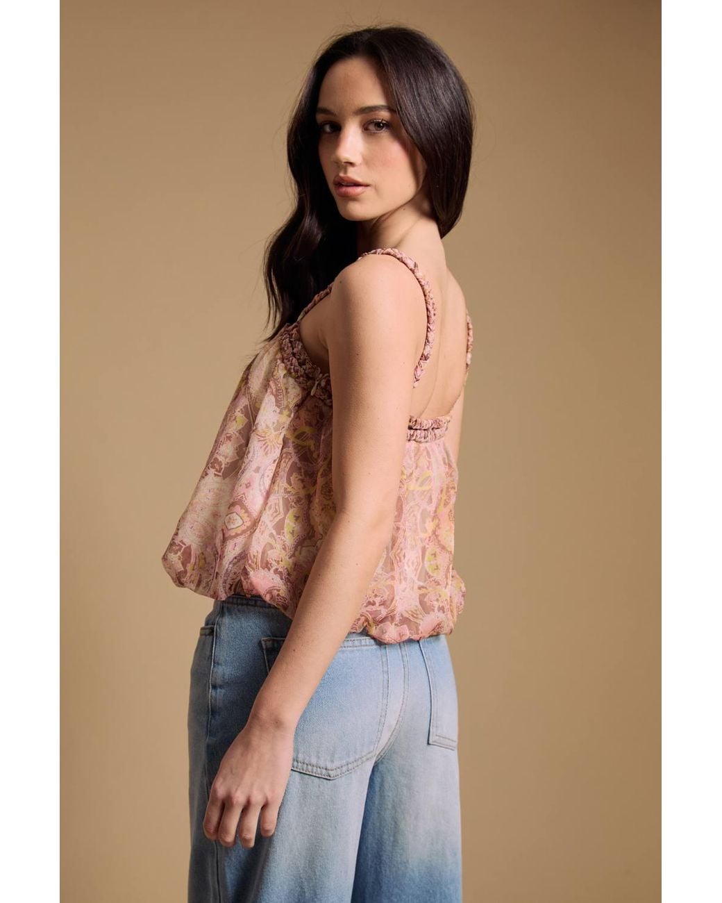 Oasis Blue Rope Neck Bubble Hem Cami Blouse