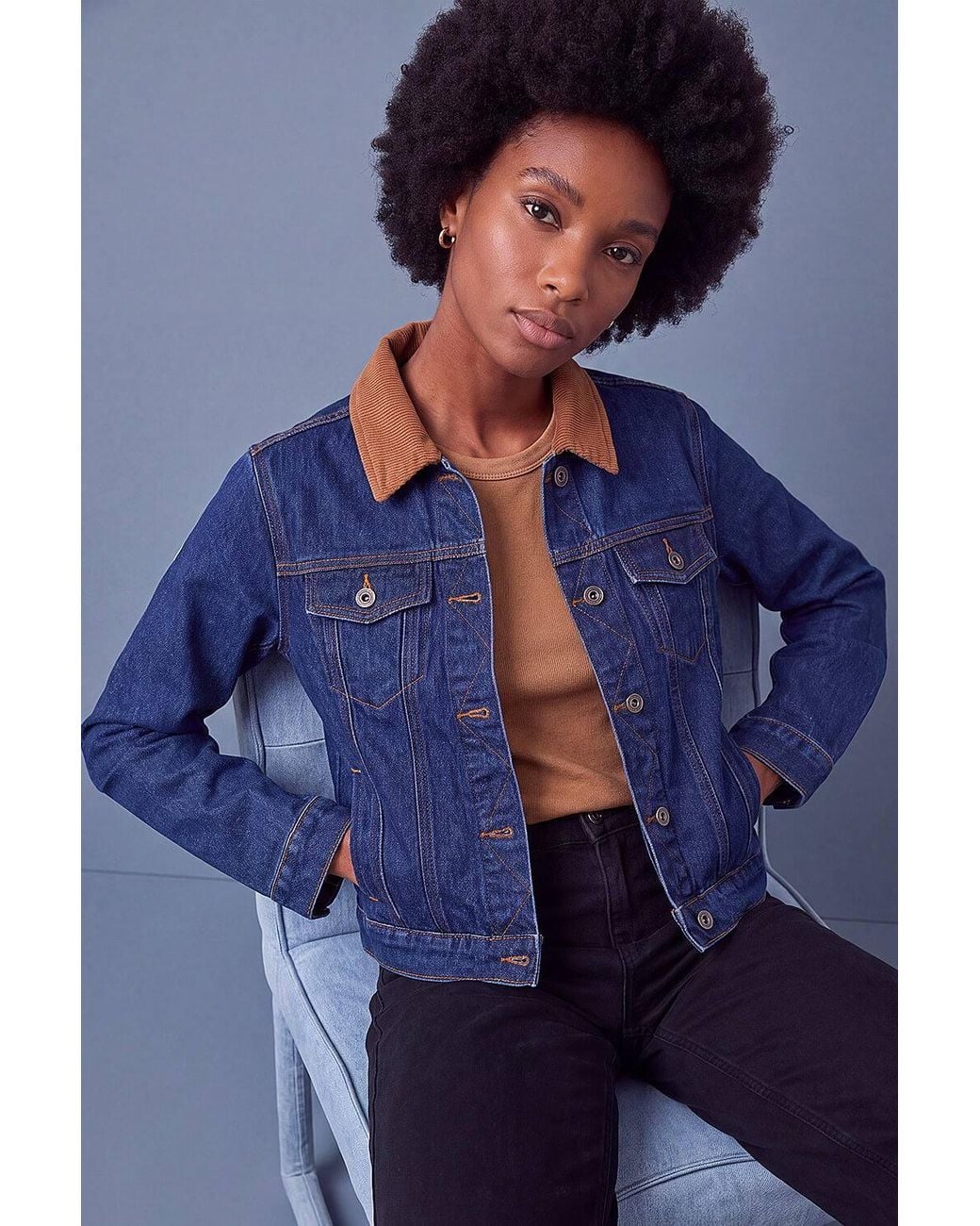 Roman Blue Cord Collar Denim Jacket