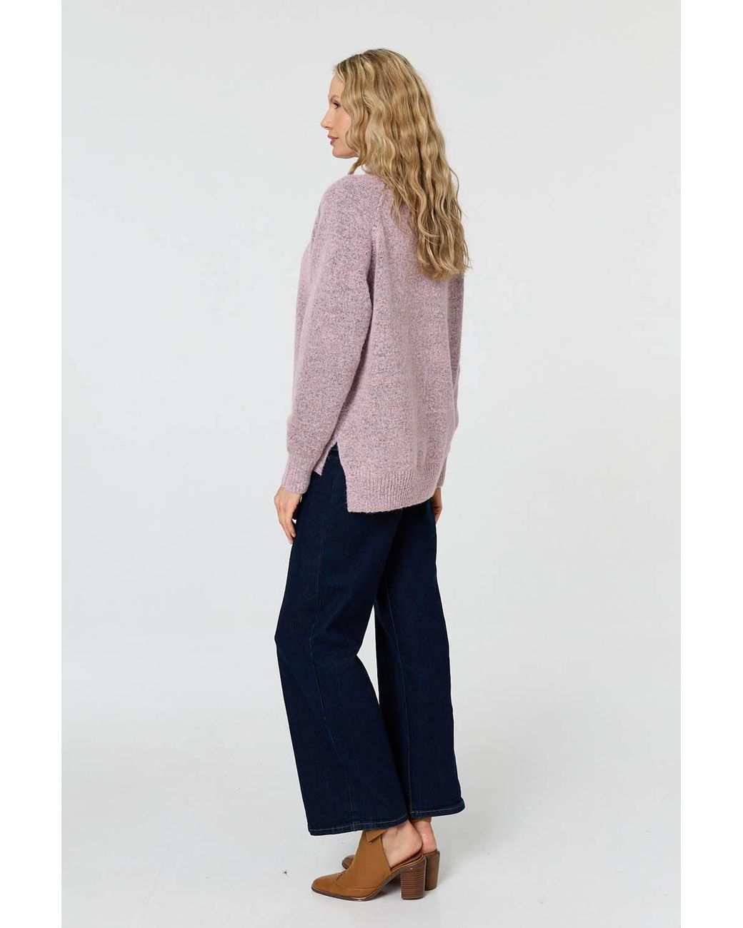 Izabel London Pink Textured High Neck Long Sleeve Jumper