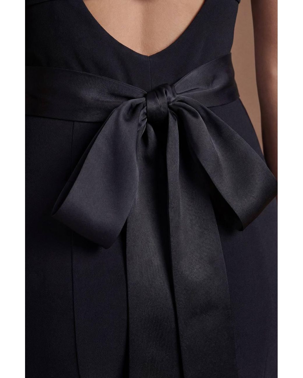 Coast Black Strappy Satin Bridesmaid Dress With Tie Back Detail