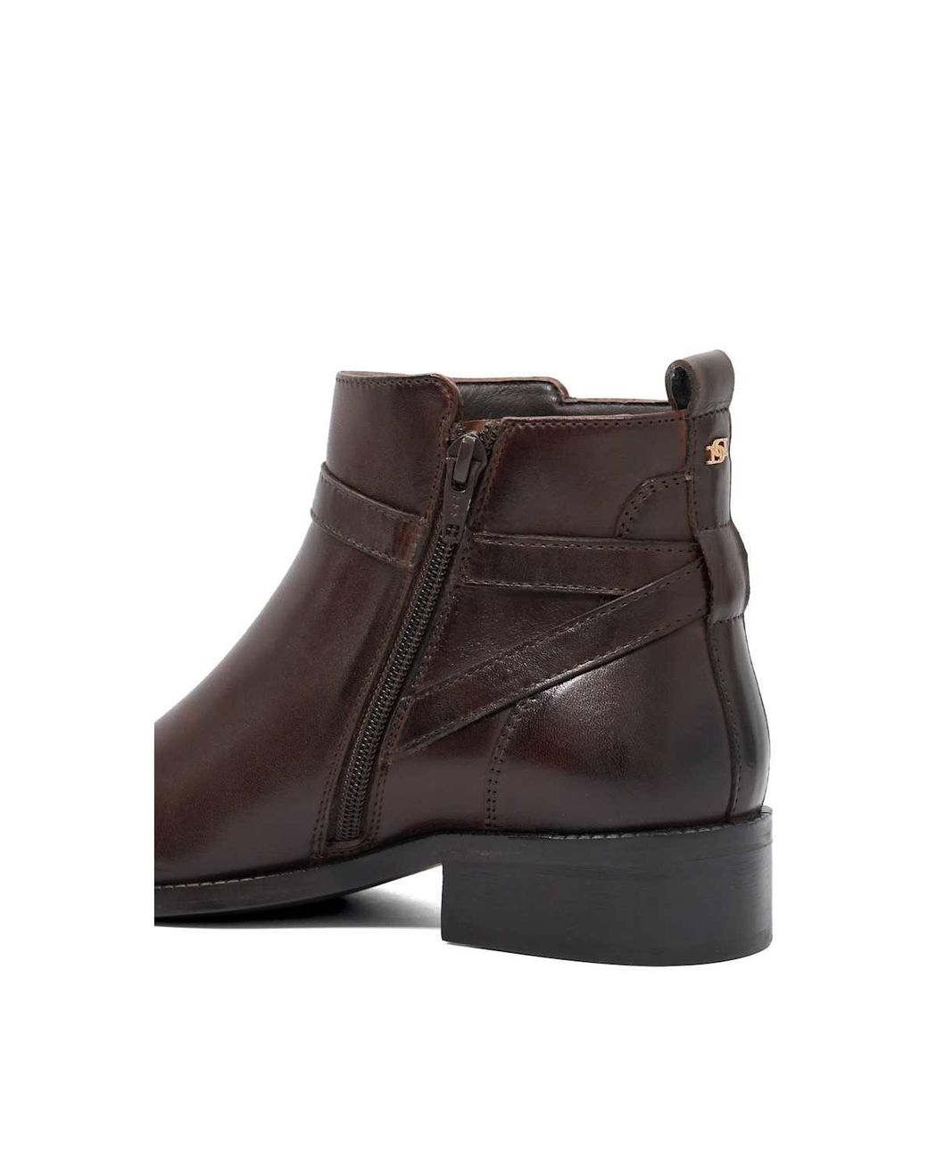 Dune Brown Wide Fit 'Pali' Leather Ankle Boots