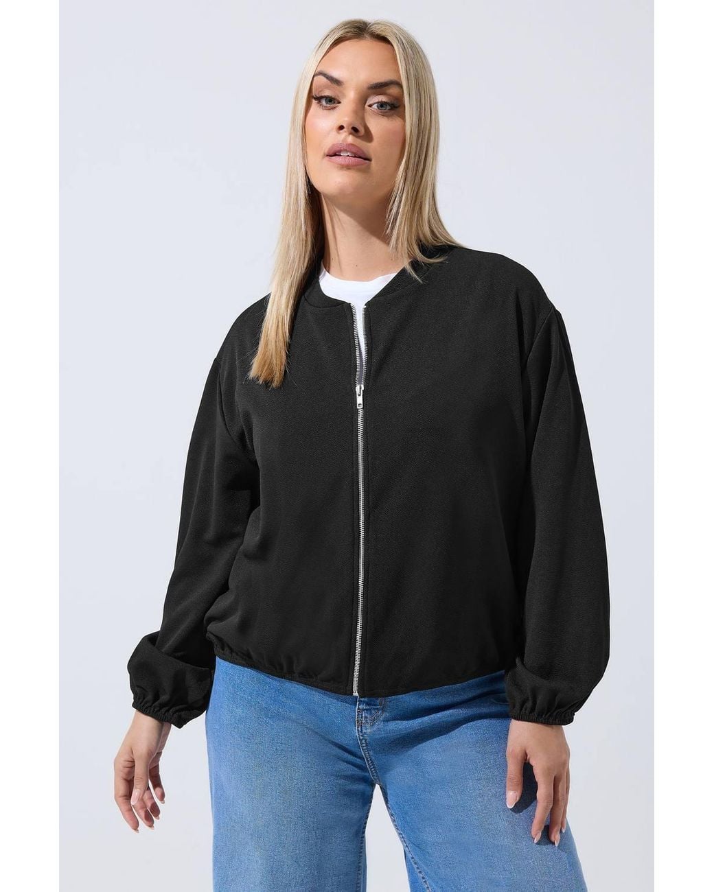 Yours Black Zip Bomber Jacket