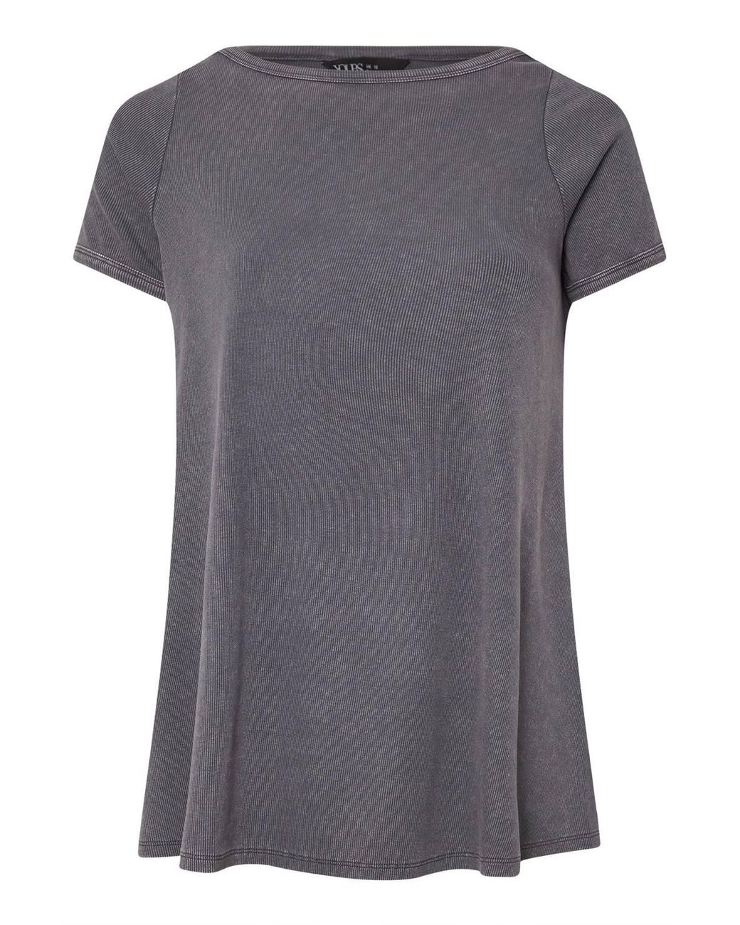 Yours Gray Acid Wash Ribbed Swing T-Shirt