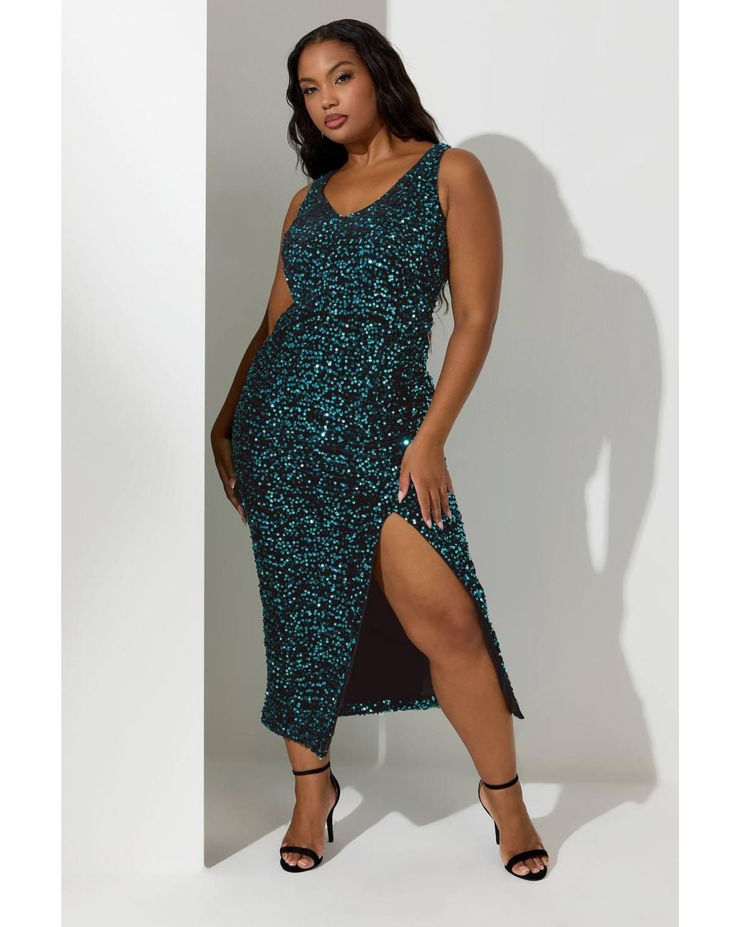 Yours Black Sequin Velvet Maxi Dress