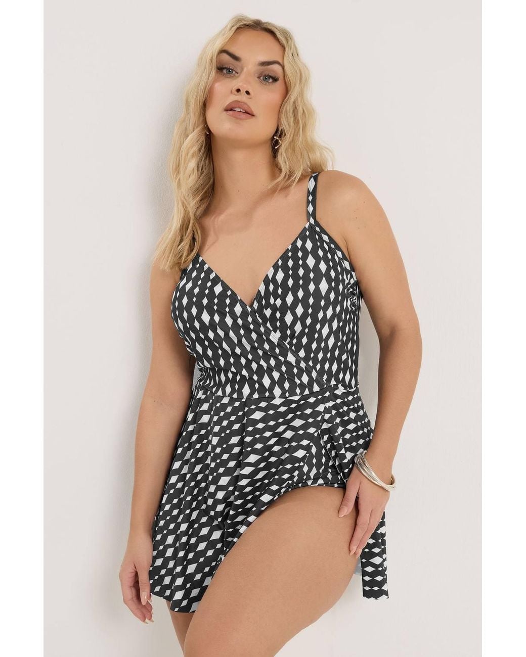 Yours Black Diamond Wrap Swimdress