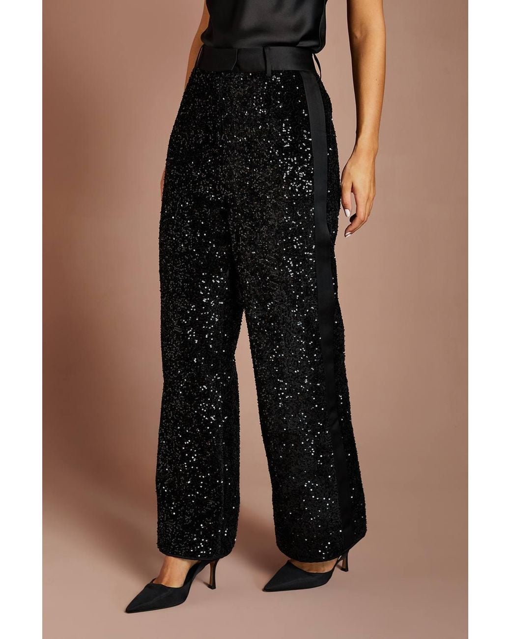 Coast Black Sequin Wide Leg Trouser