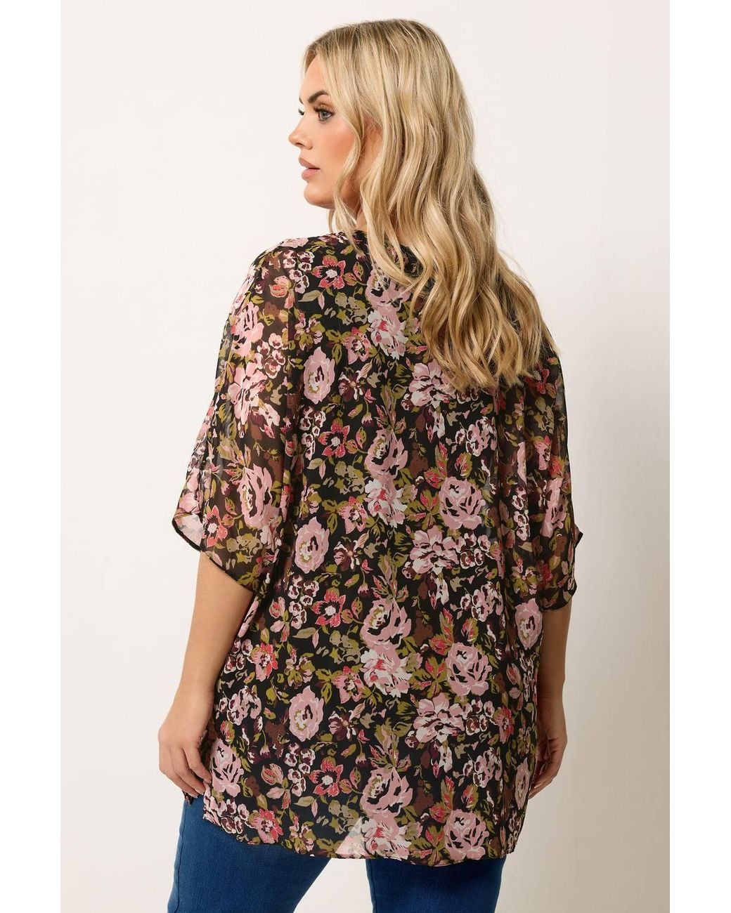 Yours Brown Floral Print Keyhole Detail Top