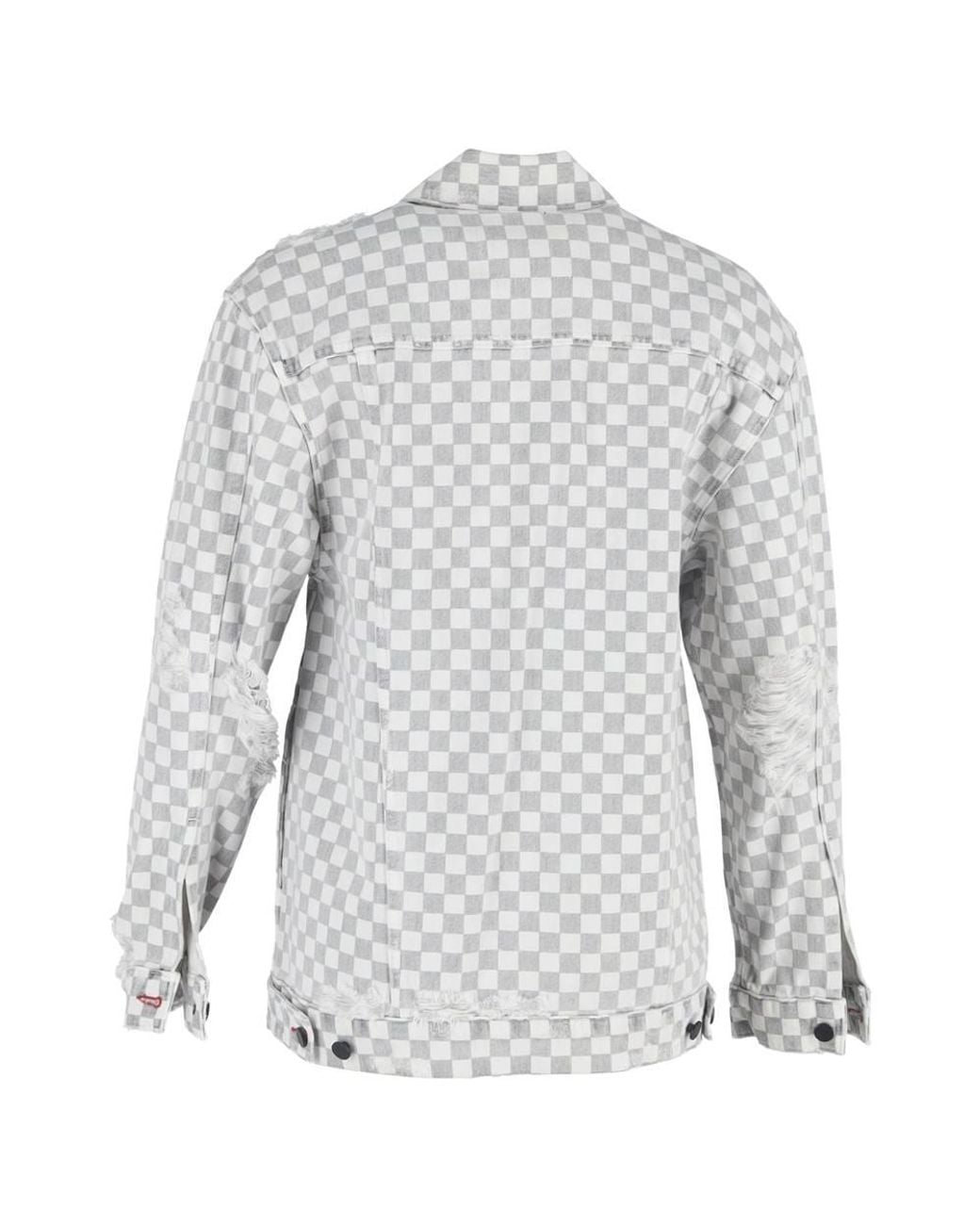 Alexander Wang Gray Preloved Daze W/ Checkerboard Print Denim Jacket