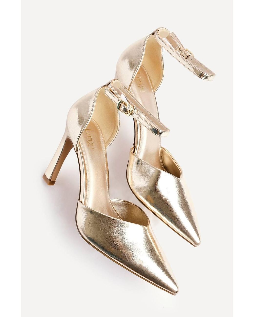 Linzi White Moira Faux Leather V Cut Court Heel