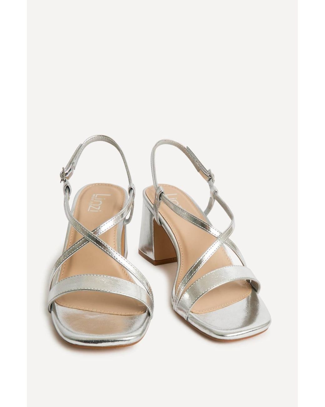 Linzi White Remain Wide Fit Heeled Sandals