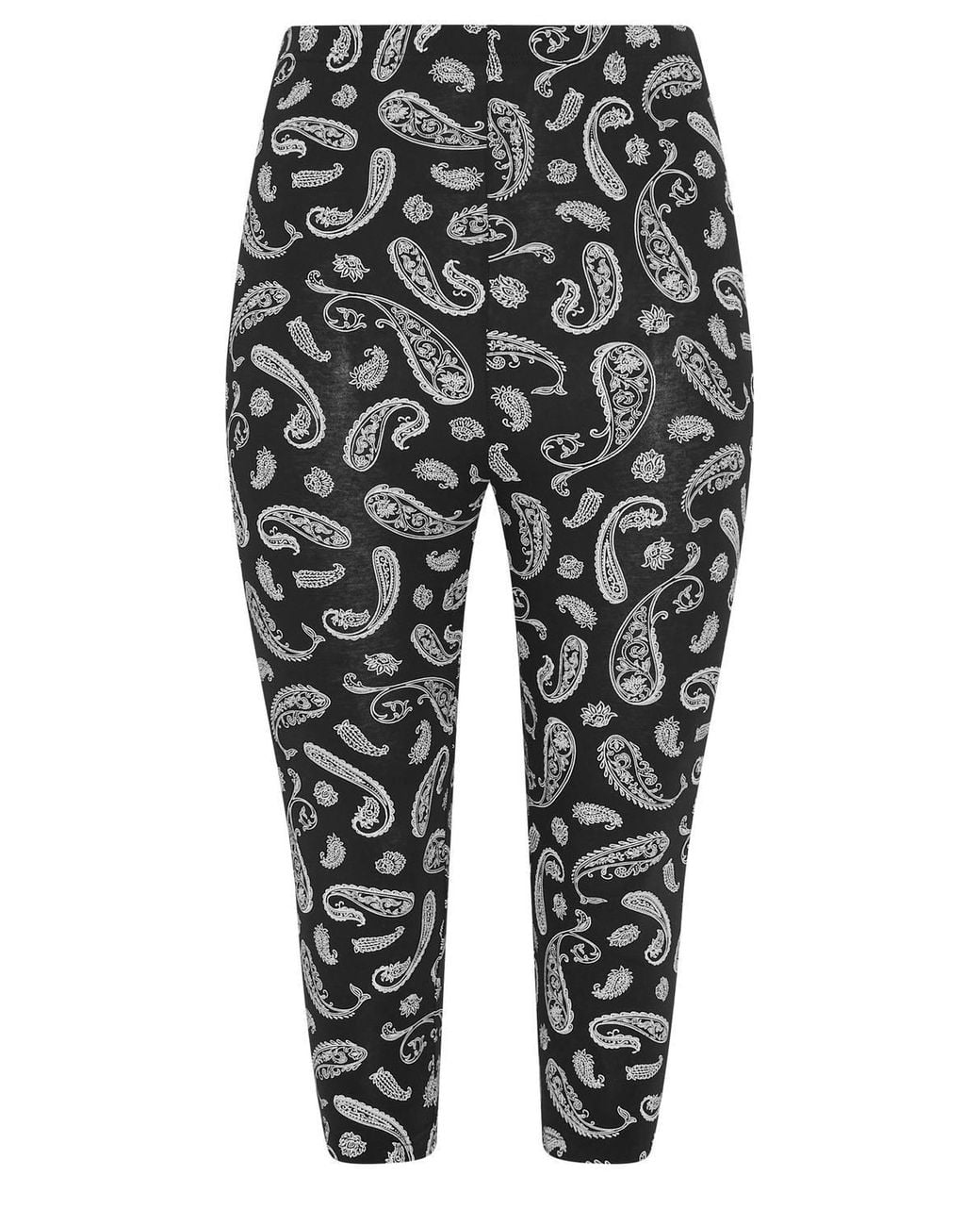 Yours Black 2 Pack Paisley Print Cropped Leggings