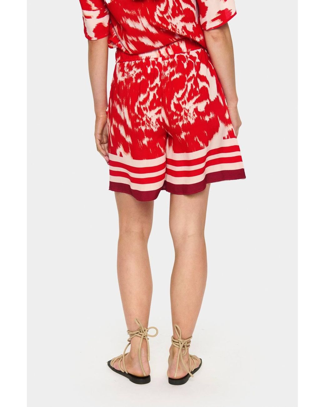 Saint Tropez Red High Waisted Loose Fit Shorts