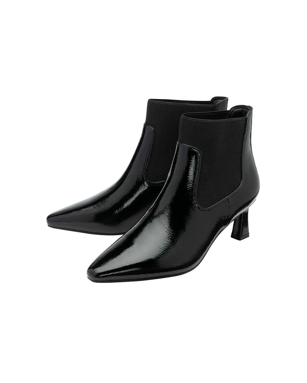 Lotus Black Patent 'Blakely' Pointed Toe Shoe-Boots