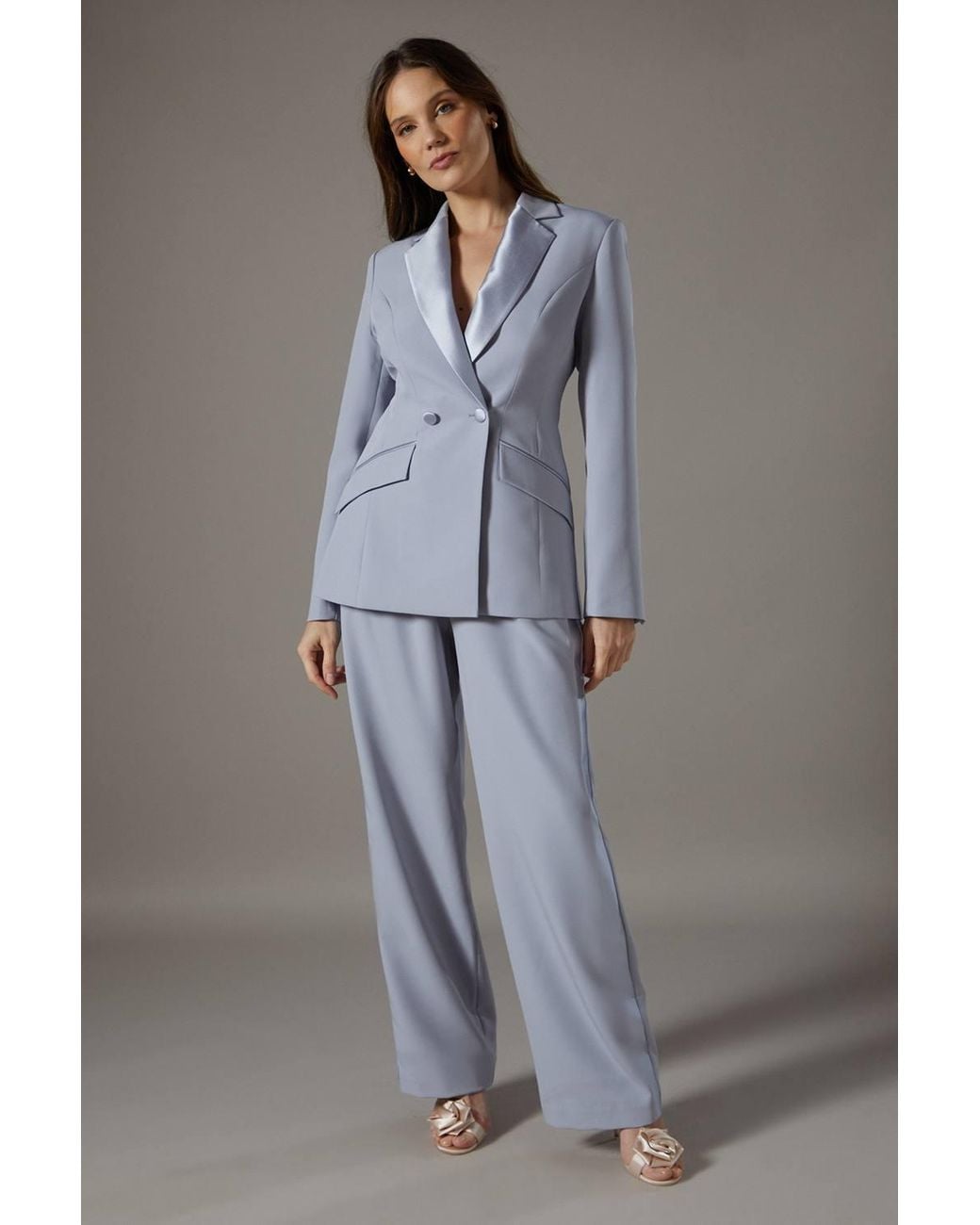 Coast Gray Satin Twill Panel Trouser