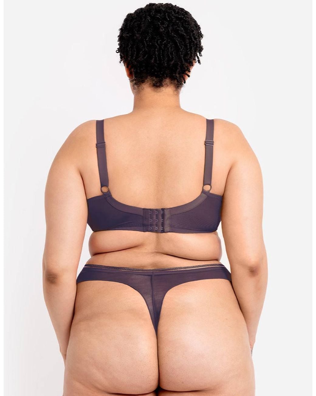 Curvy Kate Gray Lifestyle Plunge Bra Wired Mesh Lingerie