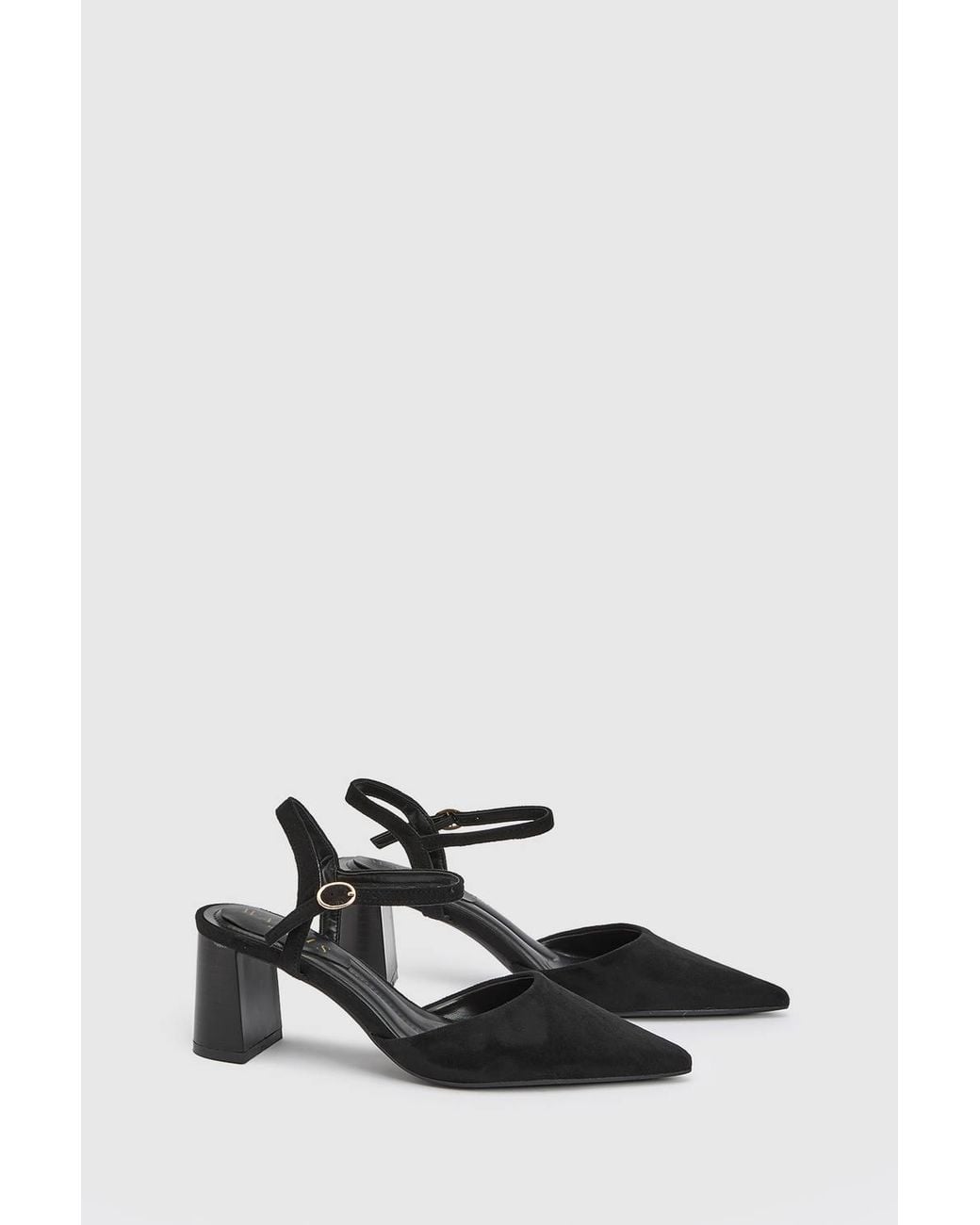Wallis White Maya Faux Suede Ankle Strap Block Heel Court Shoes