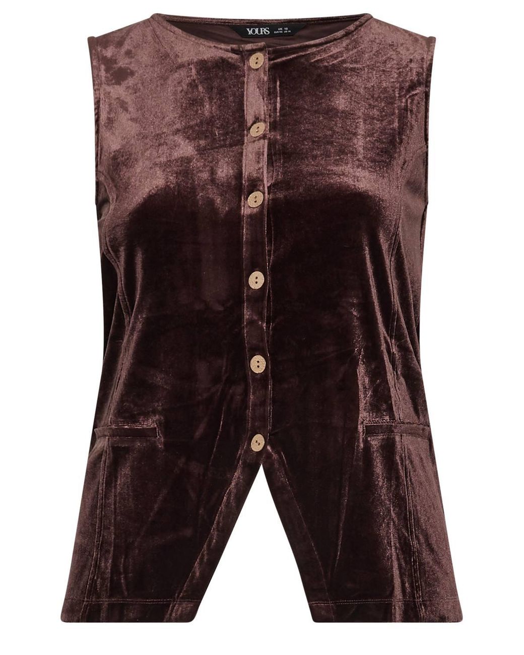 Yours Brown Velvet Longline Waistcoat