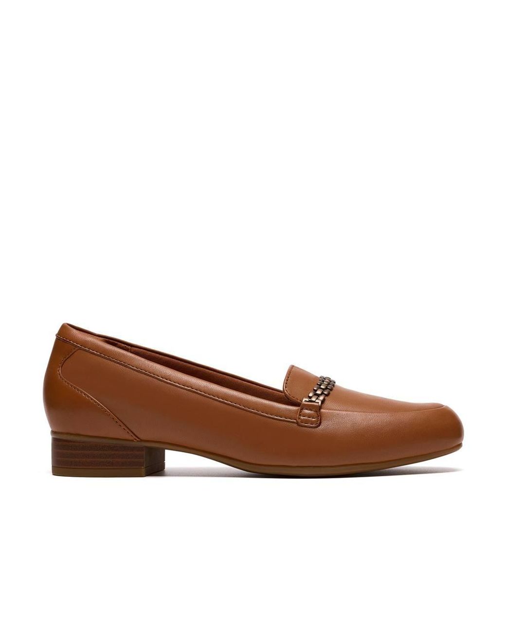 Clarks Brown Juliet Mia Tan Leather Loafers, Slip Ons