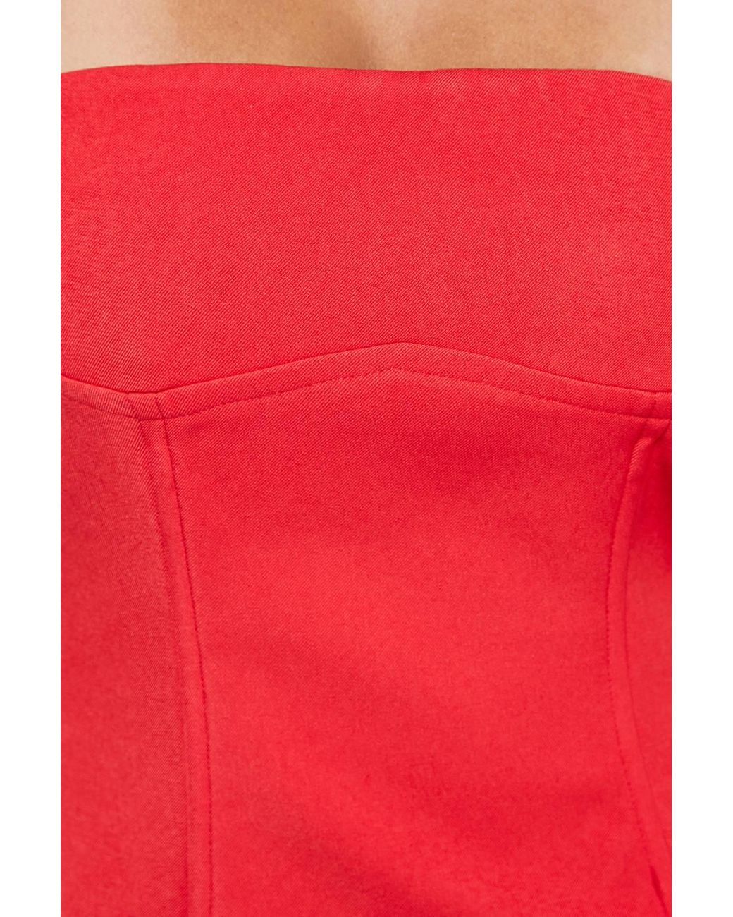 Warehouse Red Bandeau Bodice Pleated Chiffon Midi Dress