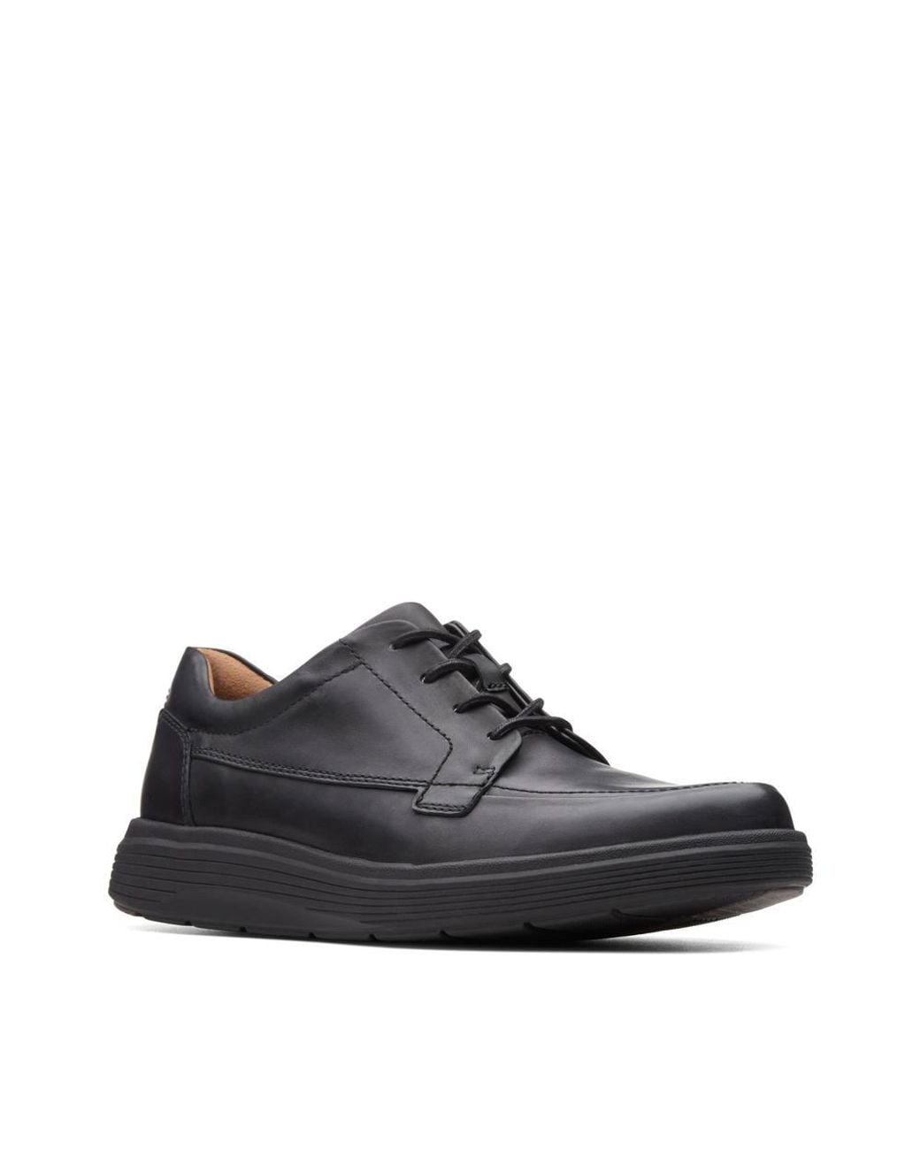 Clarks Black Un Abode Ease Leather Derby Shoes, Lace Up for men