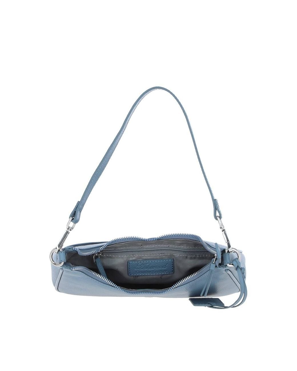 Ashwood Leather Blue Real Leather Shoulder Bag W/ Detachable Crossbody Strap