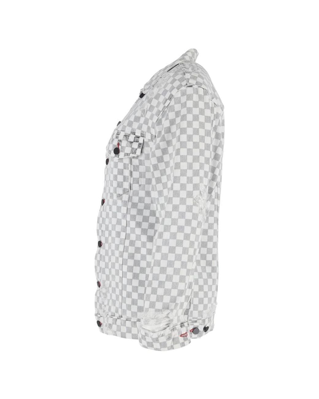 Alexander Wang Gray Preloved Daze W/ Checkerboard Print Denim Jacket