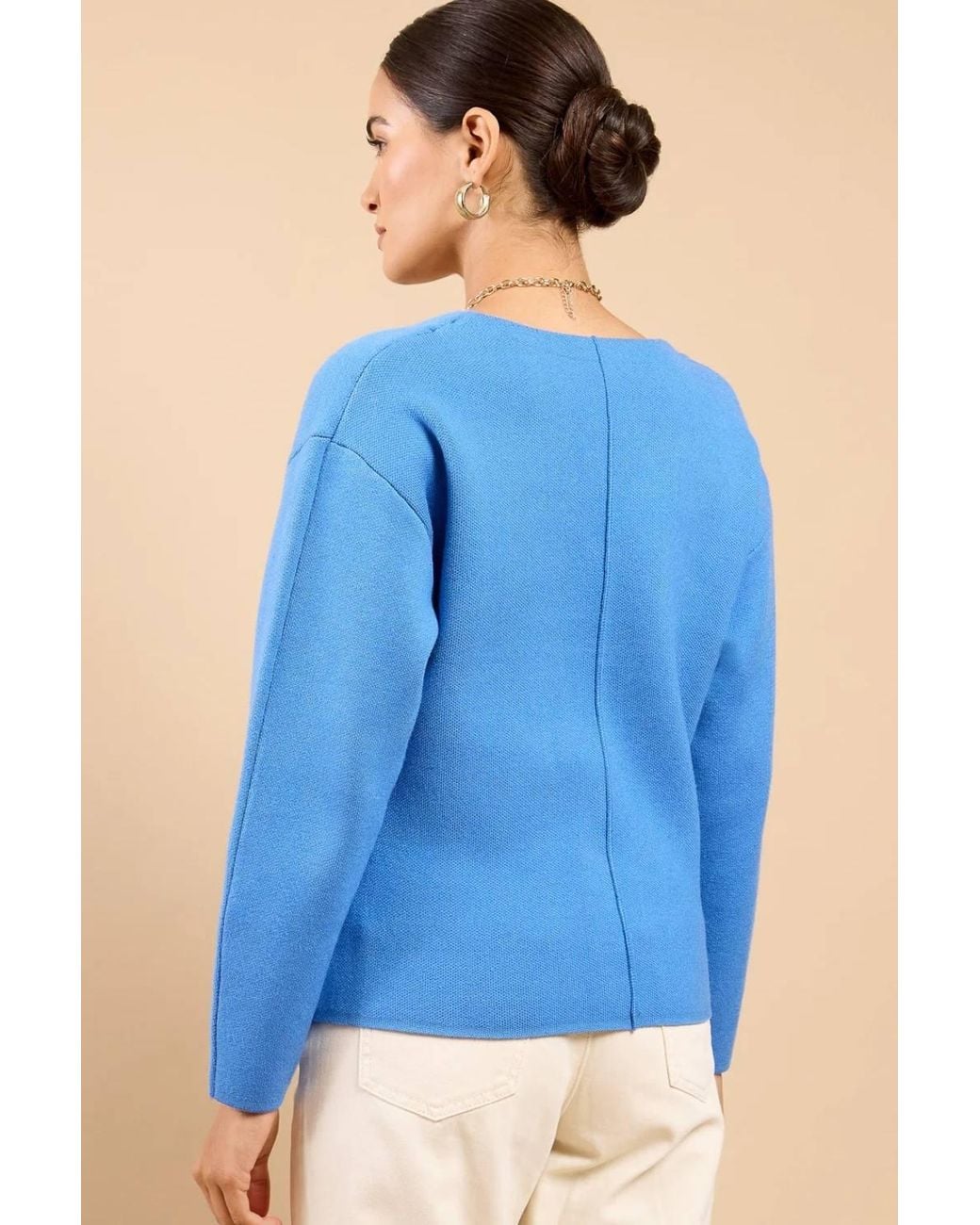 Little Mistress Blue Button Detail Knit Cardigan