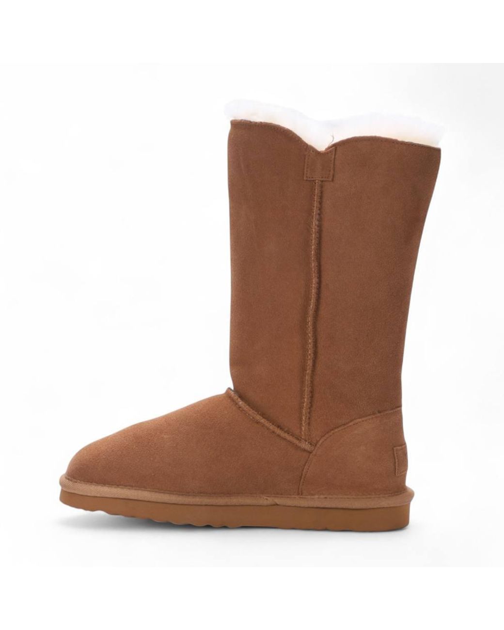 Infinity Leather Brown Sheepskin Suede Button Warm Winter Calf Boots